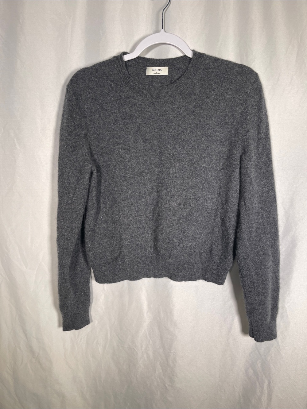 ARITZIA WOMENS GRAY 100% CASHMERE CREWNECK SWEATER LARGE